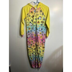 emojination girls long sleeve hooded one piece sleeper size large 10 12